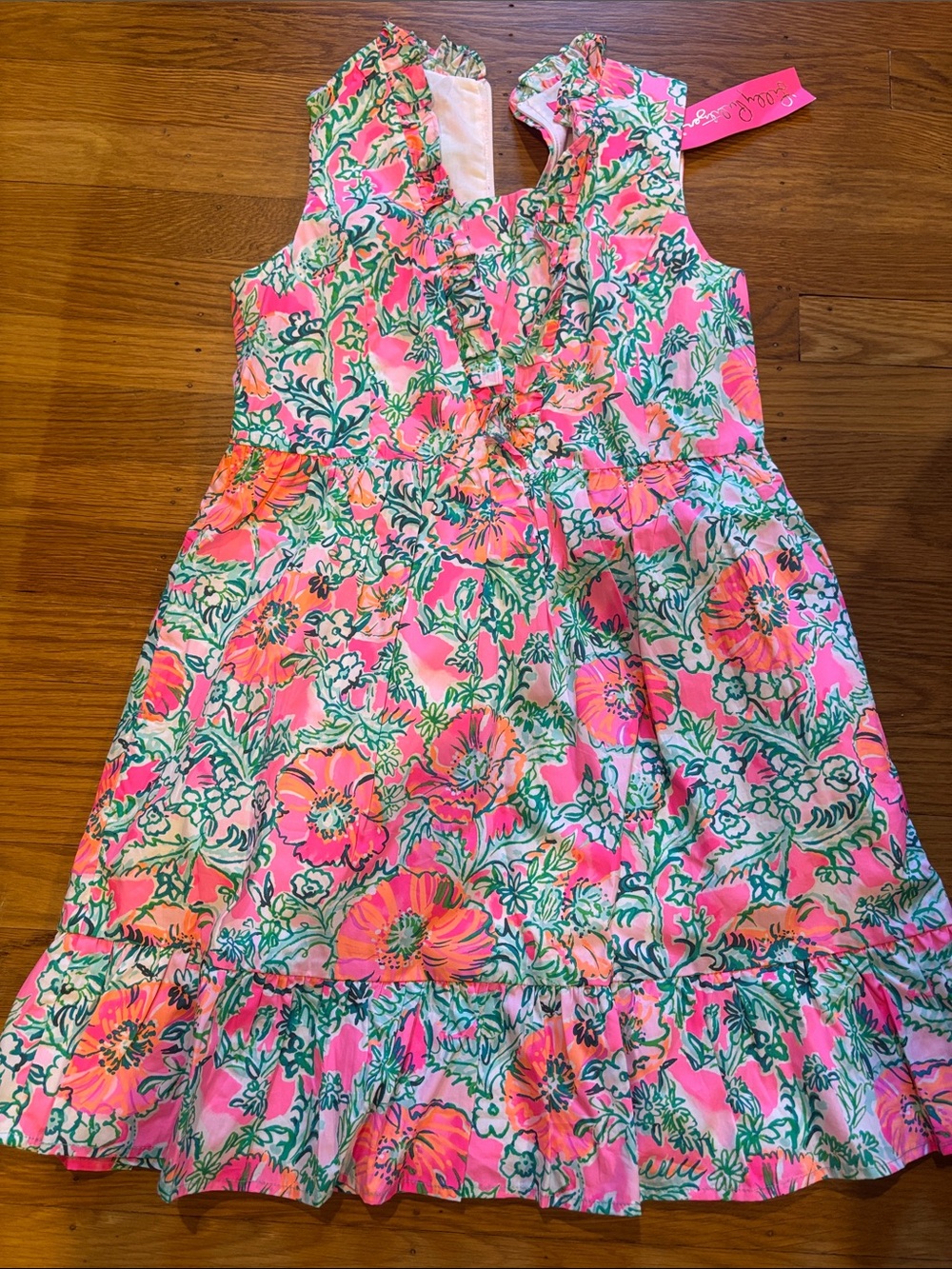 Lilly Pulitzer Pink Floral Ruffle Tank Dress